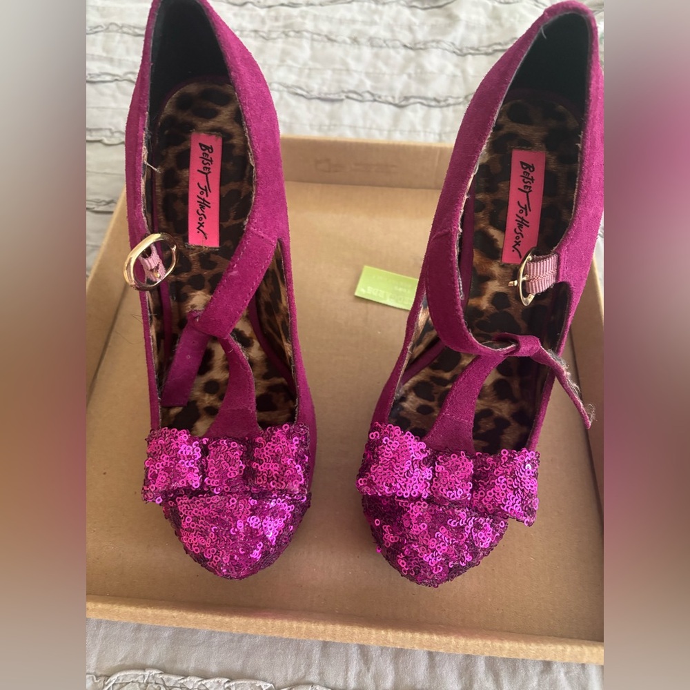 Betsey Johnson Fuchsia Sequin Heels